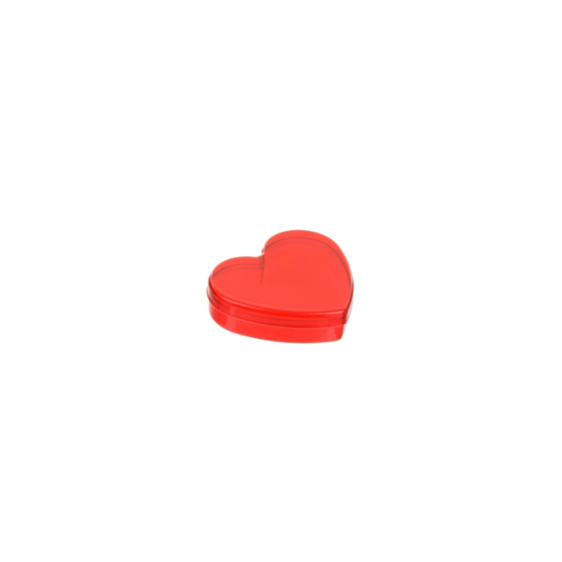 CAJA ACRILICA CORAZON ROJO TRANSPARENTE C/10