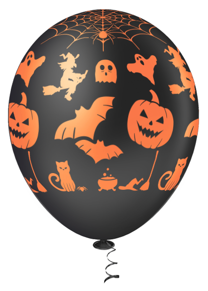 GLOBO HALLOWEEN NEGRO/NARANJA NRO 10